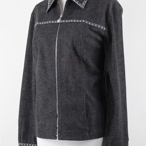 St John Sport Gray Denim Jacket Studded Small